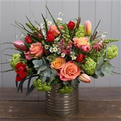 Quirky Tin of Seasonal Flowers