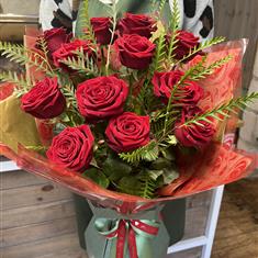 12 Tall Red Naomi with Grevillea 